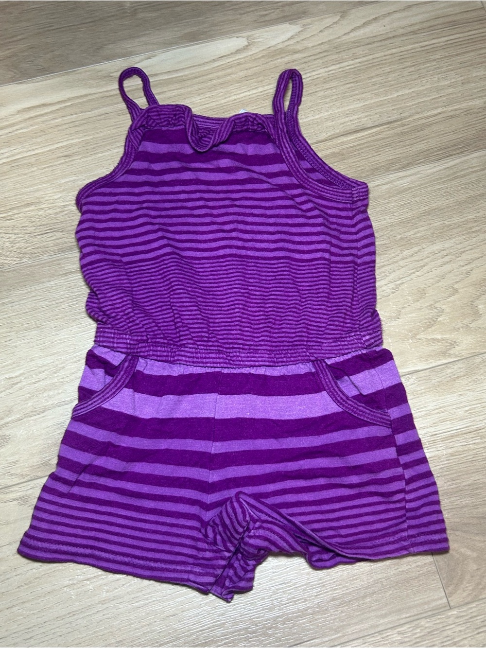 Old Navy Purple Striped Sleeveless Romper